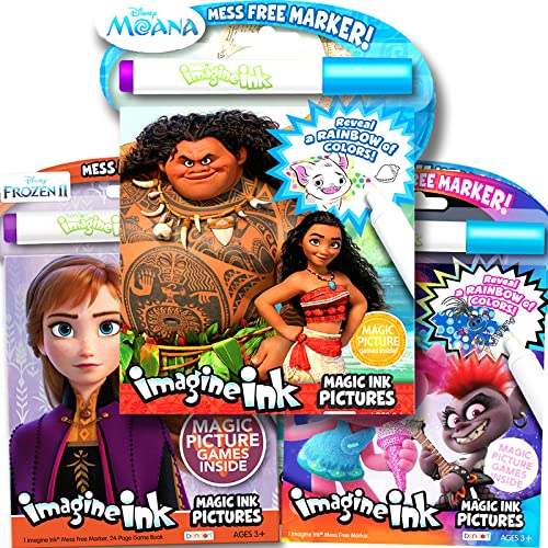 Imagine Ink Magic Pictures Coloring Activity Books Set - Moana, Trolls World Tour & Frozen II - Image 1