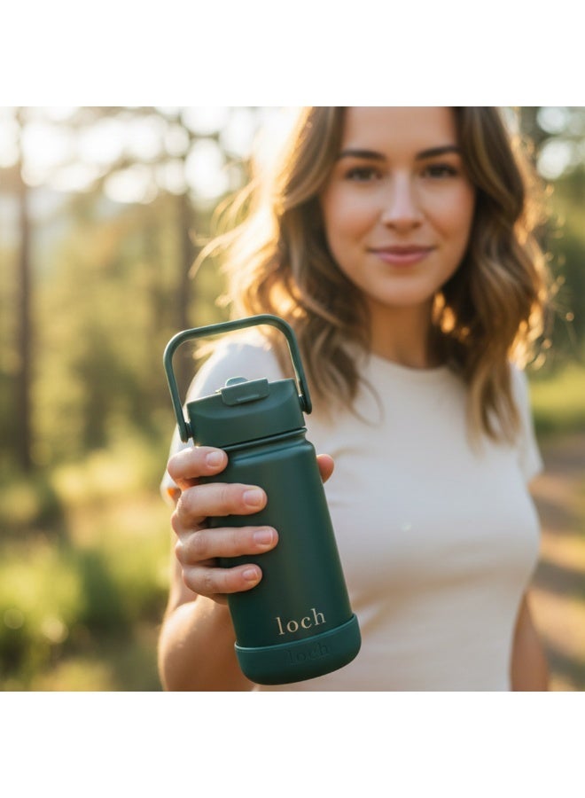 Loch 420ml (14 Oz) Monochrome Water Bottle Forest Green - Image 4