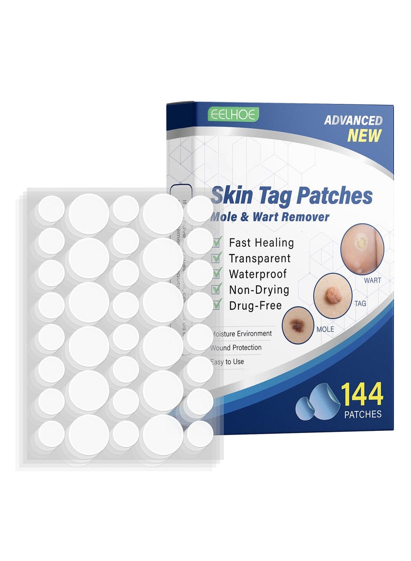 إيلهو 144PCS Wart Removal Patches, Natural Wart Remover Plasters, Mole and Skin Tag Removal Pads, Pain-Free Wart Treatment for Hands, Face, and Body - Image 1