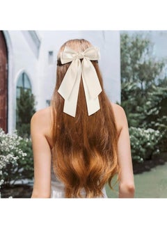 FASHION HOME 4PCS Silky Satin Hair Bows Clip Ribbon Pony tail Holder Accessories Slides Metal Clips  - Image 3