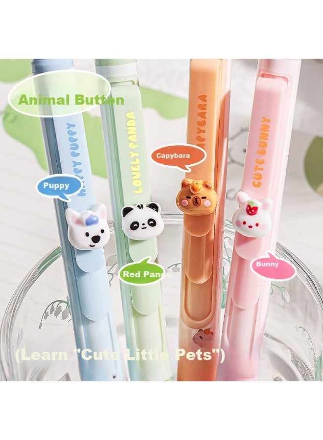 Kaba Bear Kabaxiong Erasable Gel Pen, Crystal Blue, Cute Soft Grip St Thermal Erasable 0.5Mm, For Elementary School Students, Animal Zoo 4-Pack - Image 3