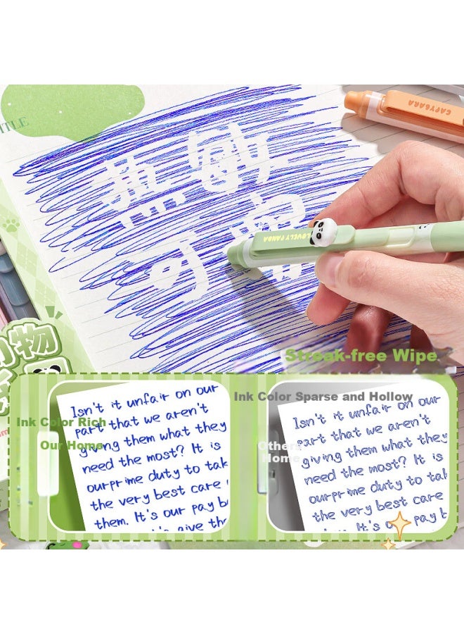 Kaba Bear Kabaxiong Erasable Gel Pen, Crystal Blue, Cute Soft Grip St Thermal Erasable 0.5Mm, For Elementary School Students, Animal Zoo 4-Pack - Image 4