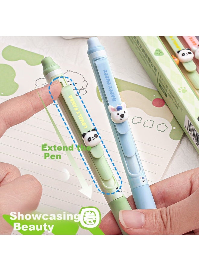 Kaba Bear Kabaxiong Erasable Gel Pen, Crystal Blue, Cute Soft Grip St Thermal Erasable 0.5Mm, For Elementary School Students, Animal Zoo 4-Pack - Image 2