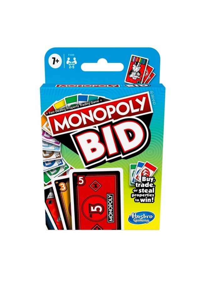 Monopoly Monopoly Bid Game, Quick-Playing Card Game for 4 Players, Game for Families and Kids Ages 7 and Up  - Image 3