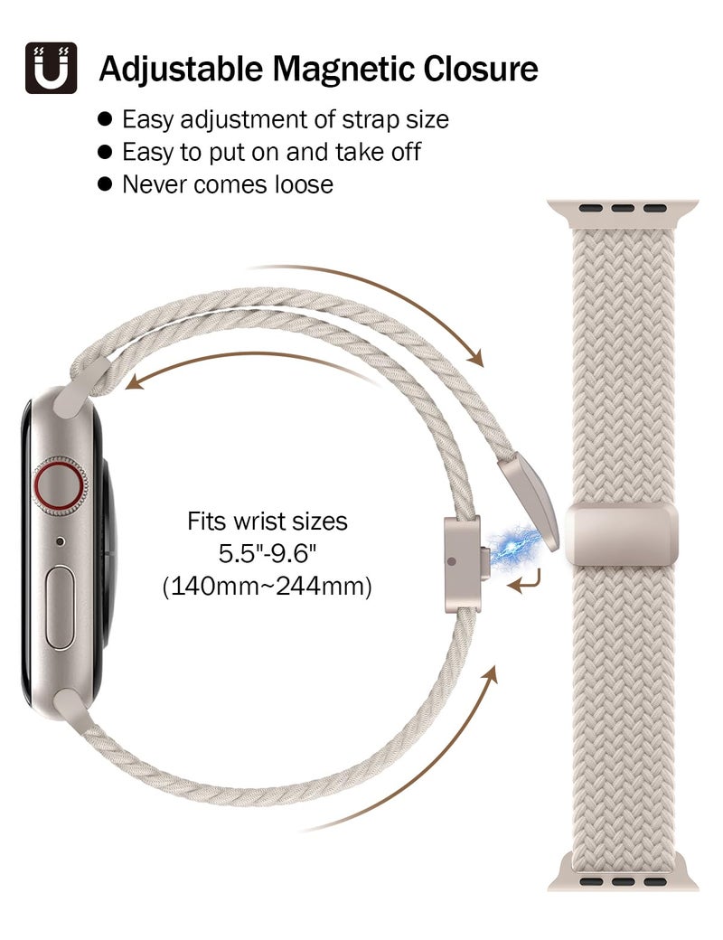 SuperNaNa Braided Stretchy Band Compatible with Apple Watch Bands 38mm 40mm 41mm 42mm 46mm 44mm 45mm 49mm for Women Men, Nylon Sport Strap Solo Loop for iWatch bands Series SE 11 10 9 8 7 6 5 4 3 Ultra 3 2 1 - Image 2