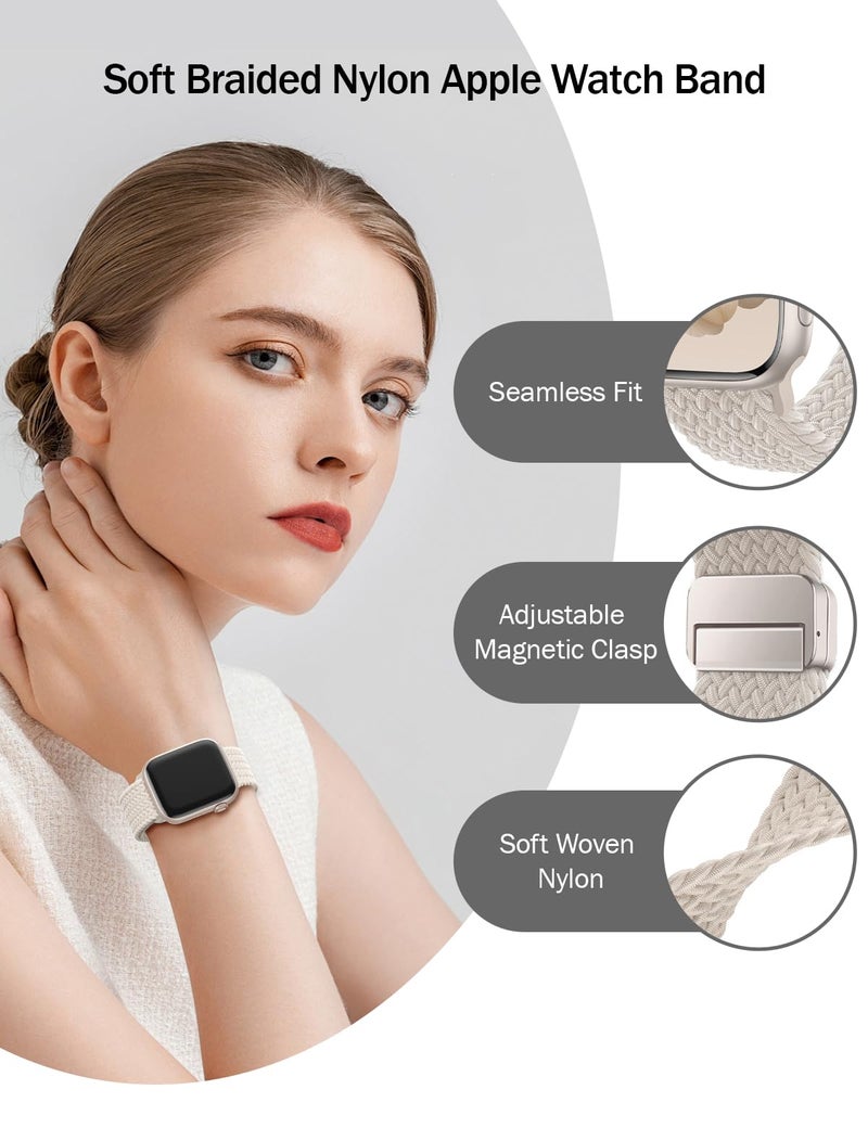 SuperNaNa Braided Stretchy Band Compatible with Apple Watch Bands 38mm 40mm 41mm 42mm 46mm 44mm 45mm 49mm for Women Men, Nylon Sport Strap Solo Loop for iWatch bands Series SE 11 10 9 8 7 6 5 4 3 Ultra 3 2 1 - Image 4