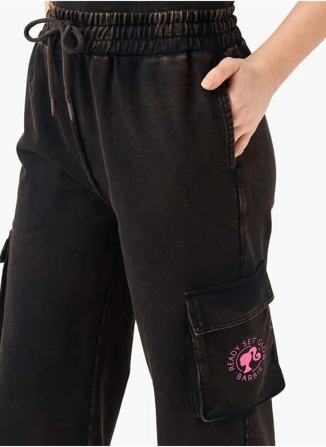 اس بي كاركترز Barbie Print Cargo Joggers with Drawstring Closure
