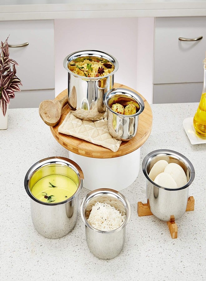 Krishn ROOP Products Stainless Steel Kitchen Serving Cooking Bowl | Handi Pack of 5 - Pieces | Biryani Handi - Image 2