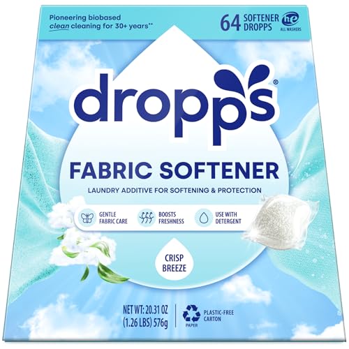Dropps Laundry Fabric Softener Pods, Crisp Breeze (64 Pods) - Laundry Additive for Softening & Protection - HE Compatible Mineral Based Ingredients Laundry Supplies - Image 1