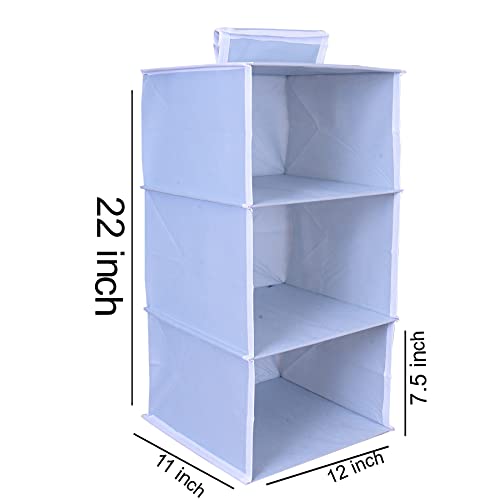 MBW Hanging Closet Organizer, Hanging Closet Organizer, Hanging Storage Shelves for Baby Room Cloth Hanging Shelves Collapsible, and Easy Mount (Pack of 2, 3 Shelves||Grey||) - Image 5