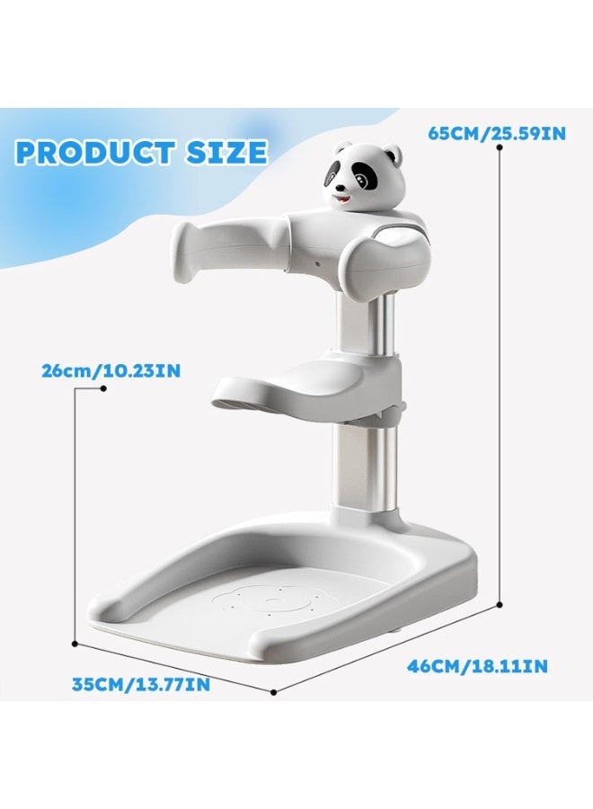 WALALLA Adjustable Baby Shower Stand with Bath Seat, 6 Height and 3 Width Settings, 360° Support, Anti-Slip Toddler Bathing Aid with Drain Holes and Shower Head Holder, Lightweight Portable Design, 6+ Months - Image 2
