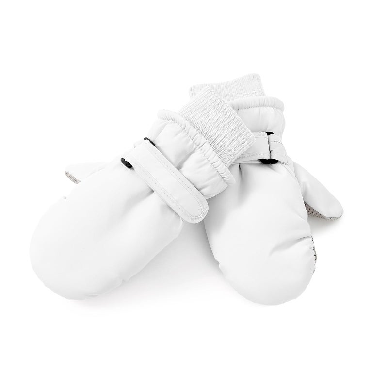 American Trends Winter Mittens for Toddler Ages 2-4 Snow Gloves Ski Kids Mittens Warm Gloves Pure White S(Fits 2-4 years) - Image 2