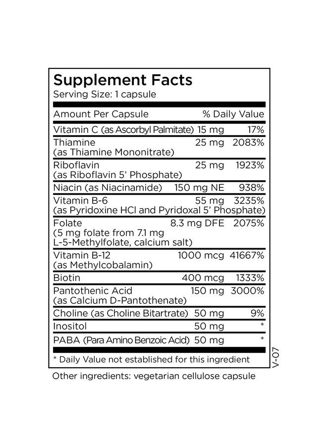 MethylPro B Complex + L Methylfolate 5mg - Professional Strength Vitamin B Complex & L-Methylfolate Supplement for Energy, Mood, & Immune Support - Vitamin B Complex Supplement (90 Capsules) - Image 1