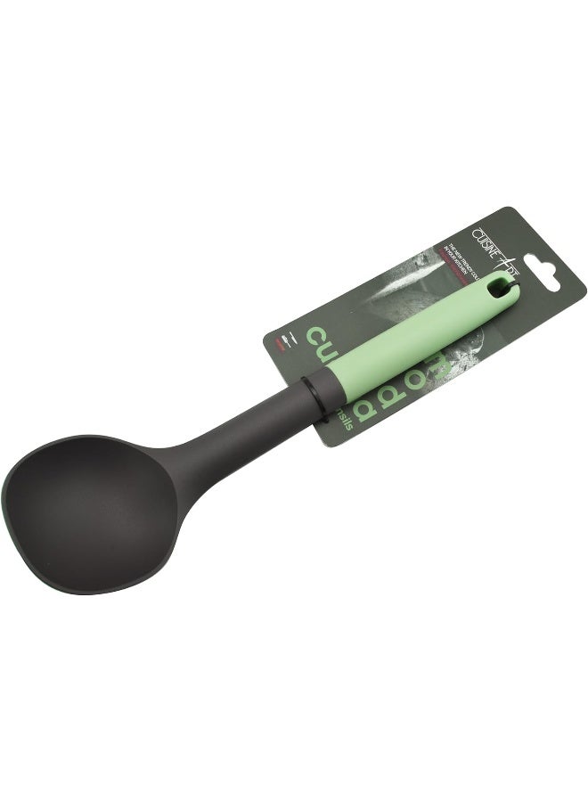 Cuisine Art Pp Handle Nylon Soup Ladle With Hanging Hole, Heat Resistant, Pesto Green  - Image 1
