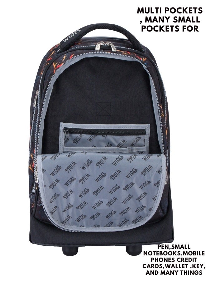 Wires 3 Piece Kids School Trolley Bag laptop compartment Big Wheels With Lunch bag & Pencil Case  - Image 3