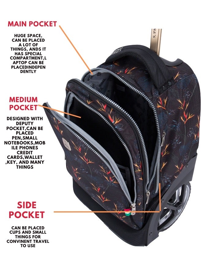 Wires 3 Piece Kids School Trolley Bag laptop compartment Big Wheels With Lunch bag & Pencil Case  - Image 4