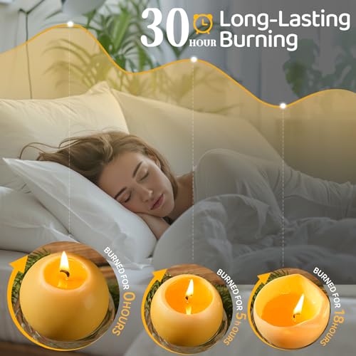 MAKALONE 2 Pack Beeswax Round Ball Candles,Hand-Poured Natural Beeswax Candles- 60 H Long Burning Elegant Bees Wax Candles for Home,Paryer,Parties,Unscented Dripless Smokeless Beeswax Candle - Image 4