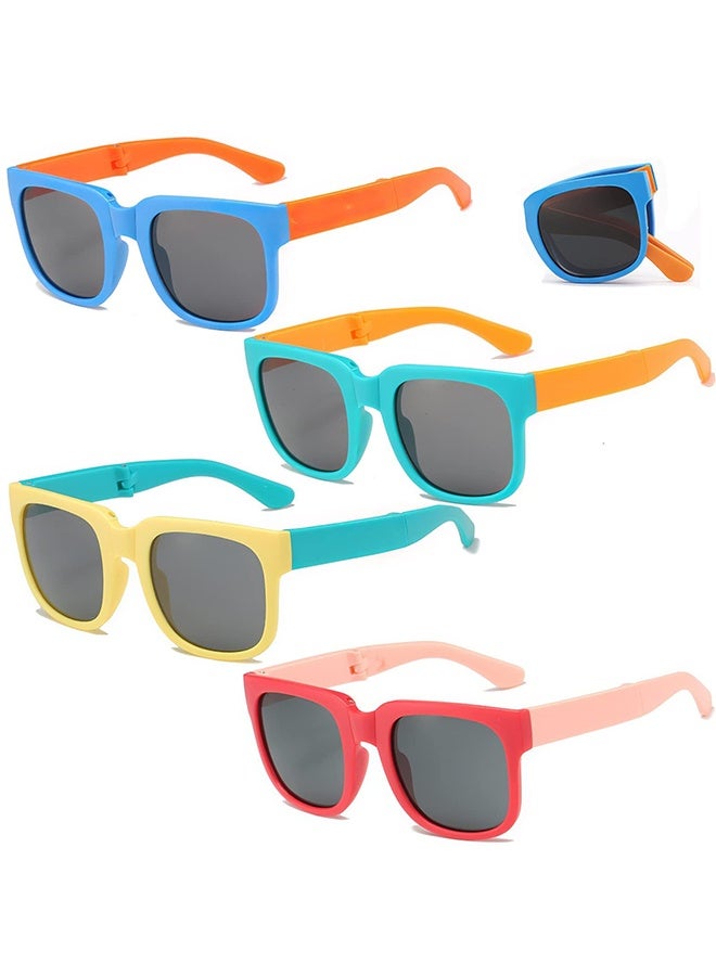 نظارات شمسية مستقطبة للأطفال، عبوة من 4 نظارات شمسية قابلة للطي للأطفال الصغار، للأعمار من 2 إلى 12 عامًا، هدايا حفلات لطيفة للأطفال الأولاد والبنات من سن 3 إلى 10 سنوات، لوازم حفلات أعياد الميلاد على الشاطئ وحمام السباحة - Image 1