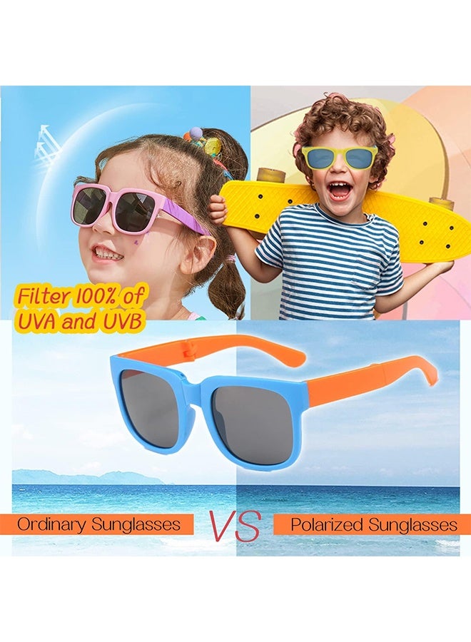 نظارات شمسية مستقطبة للأطفال، عبوة من 4 نظارات شمسية قابلة للطي للأطفال الصغار، للأعمار من 2 إلى 12 عامًا، هدايا حفلات لطيفة للأطفال الأولاد والبنات من سن 3 إلى 10 سنوات، لوازم حفلات أعياد الميلاد على الشاطئ وحمام السباحة - Image 2
