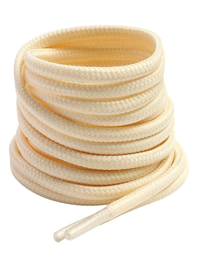 VSUDO 35 Inches Round Beige Boot Laces, 5/32" Diameter Shoe Laces for Boots, Heavy Duty Work Shoestrings, Hiking Shoelaces for Men or Women (2Pairs-Beige-90CM) - Image 1