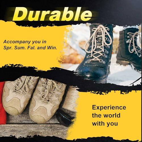 VSUDO 35 Inches Round Beige Boot Laces, 5/32" Diameter Shoe Laces for Boots, Heavy Duty Work Shoestrings, Hiking Shoelaces for Men or Women (2Pairs-Beige-90CM) - Image 5