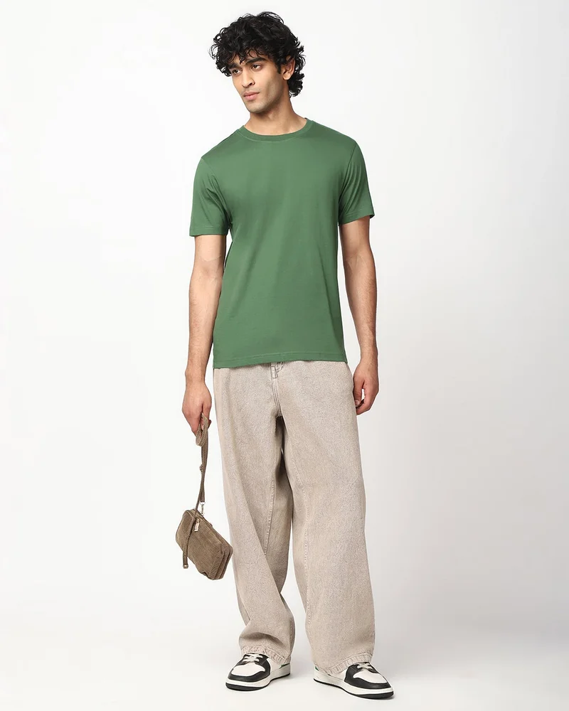 bewakoof  Men's Green T-shirt  | Best Price UAE