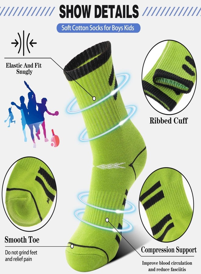 Sandsuced Kids Boys Socks Athletic Sport Basketball Youth Crew Cotton Soft Breathable Gift Outdoor Socks 6 Pairs Stocking Stuffers 3 4 5 6 7 8 9 10 11 12 13 14 years(Oblique Stripes,9-15 Years) - Image 2