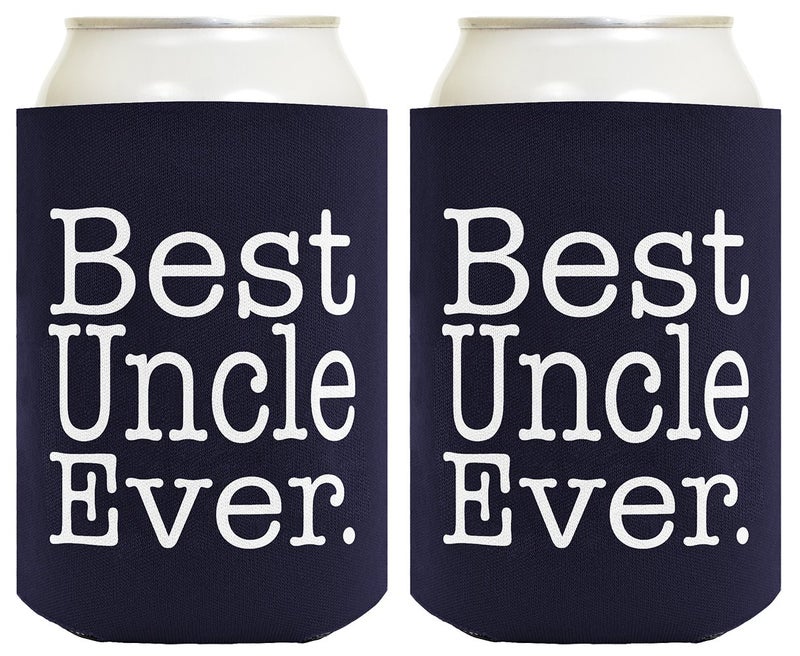ThisWear Funny Can Coolie Best Uncle Ever Gift 2 Pack Can Coolies Drink Coolers Navy - Image 1