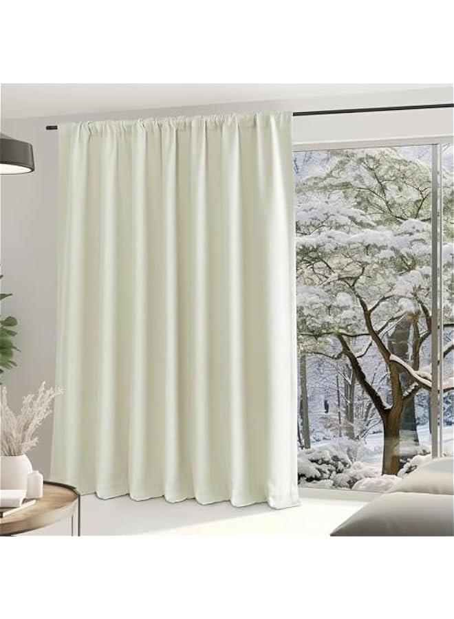 Arabest Natural Room Divider Sliding Glass Door Curtain 96 inches Long 100 inch Wide Blackout Thick Faux Linen Drape - Sound Dampening Rod Pocket/Back Tab/Hook Belt for Living Room, 1 Panel  - Image 3