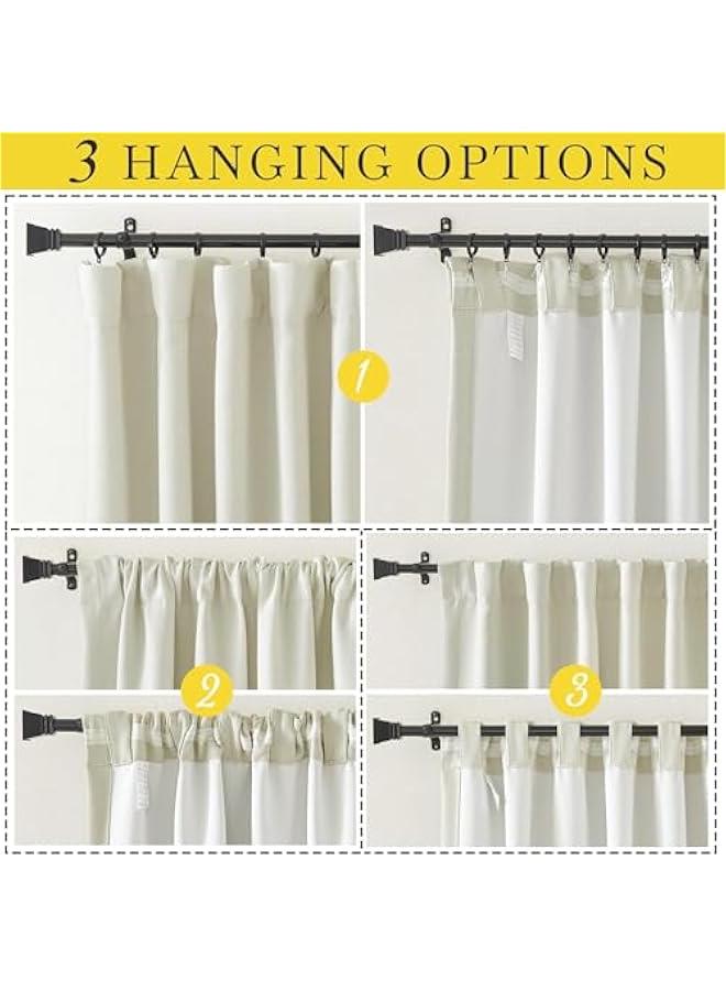 Arabest Natural Room Divider Sliding Glass Door Curtain 96 inches Long 100 inch Wide Blackout Thick Faux Linen Drape - Sound Dampening Rod Pocket/Back Tab/Hook Belt for Living Room, 1 Panel  - Image 4