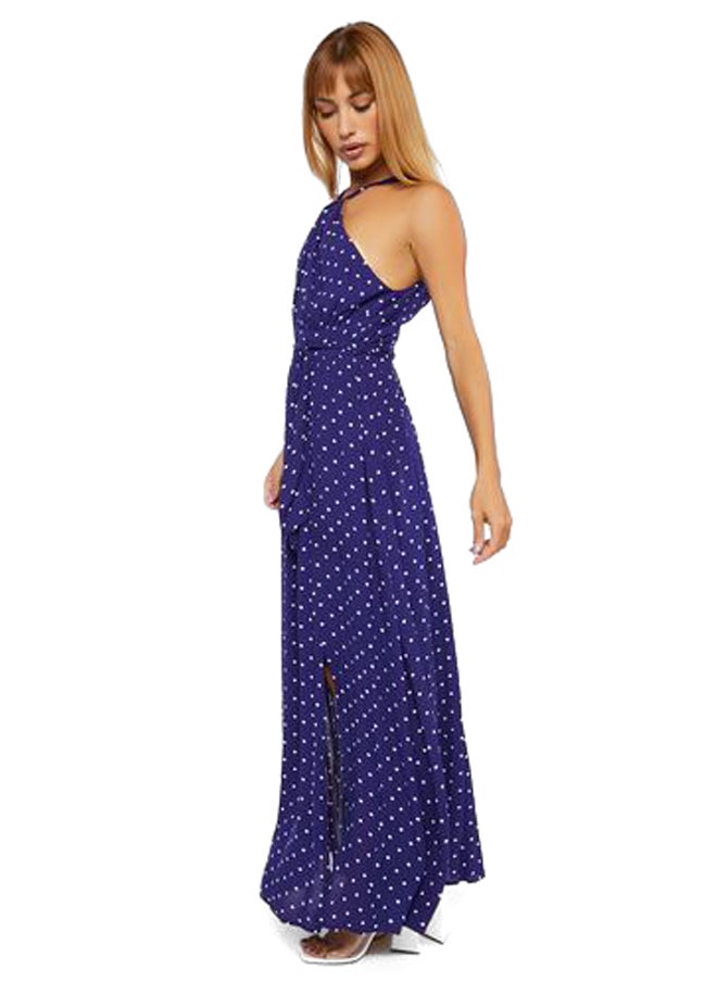 FOREVER 21 - Belted Polka Dot Halter Maxi Dress - Image 1