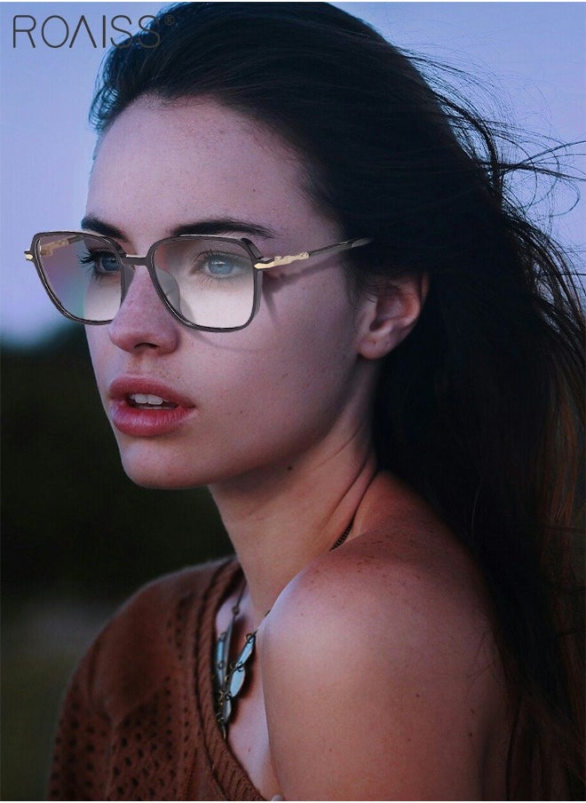 roaiss Women's Blue Light Blocking Sunglasses Anti UV and Glare Blue Light Filter Computer Glasses Square Color Changing Anti Eyestrain Headache Eyewear Black  - Image 2