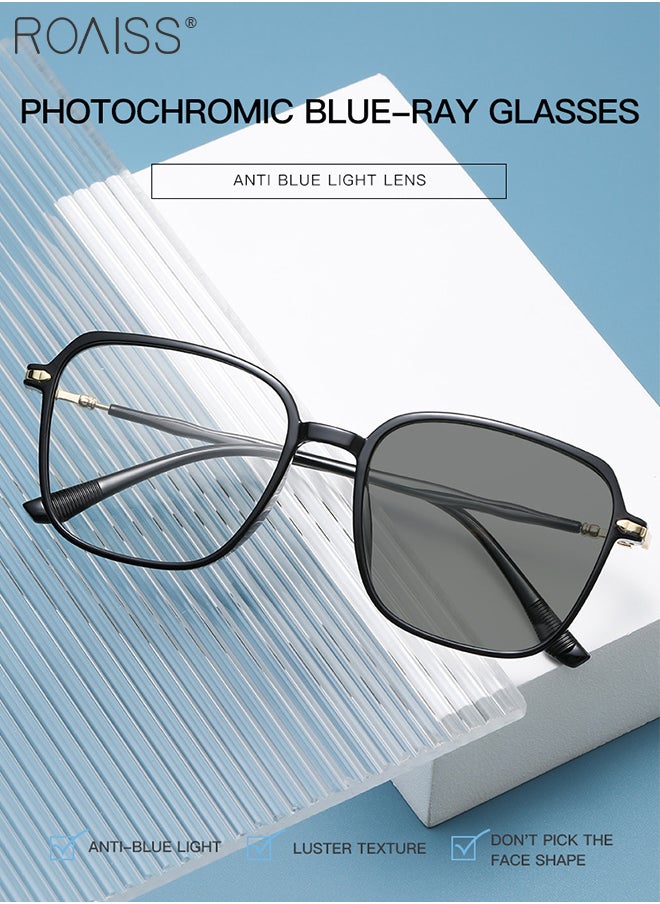 roaiss Women's Blue Light Blocking Sunglasses Anti UV and Glare Blue Light Filter Computer Glasses Square Color Changing Anti Eyestrain Headache Eyewear Black  - Image 3