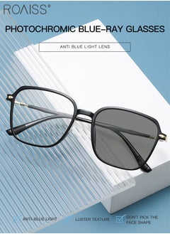 roaiss Women's Blue Light Blocking Sunglasses Anti UV and Glare Blue Light Filter Computer Glasses Square Color Changing Anti Eyestrain Headache Eyewear Black  - Image 3