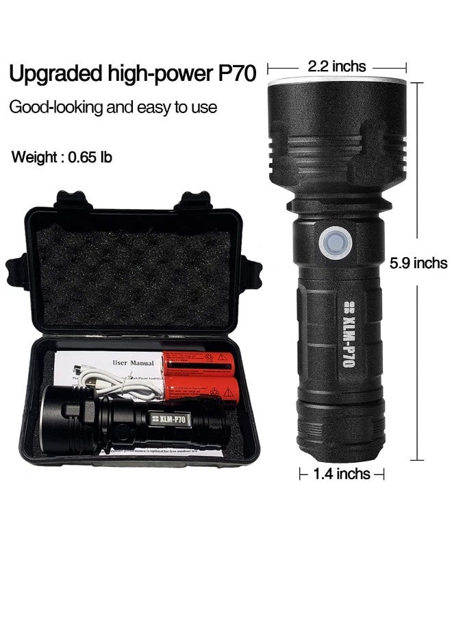 100000 Lumen High Power Waterproof Flashlight Lamp  Ultra Bright 3 Mode Most Powerful Torch with Double Rechargeable Battery and Fancy Box and Line - Image 1