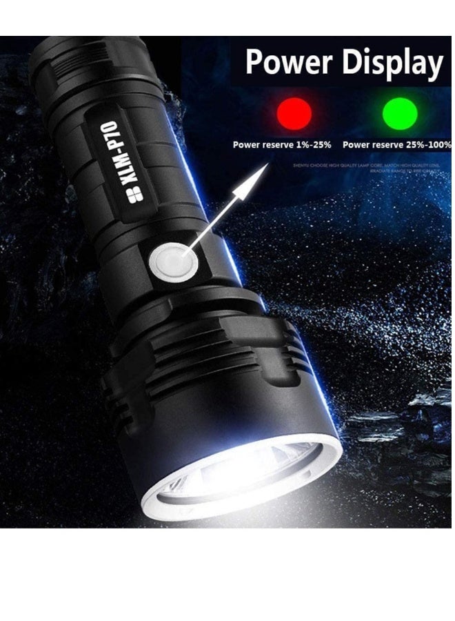 100000 Lumen High Power Waterproof Flashlight Lamp  Ultra Bright 3 Mode Most Powerful Torch with Double Rechargeable Battery and Fancy Box and Line - Image 3