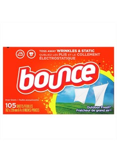 Bounce Dryer Sheets, 105 Sheets, Outdoor Fresh Scent Fabric Softener Sheets, Reduces Static, Softens and Fights Wrinkles  - Image 1