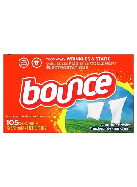 Dryer Sheets, 105 Sheets, Outdoor Fresh Scent Fabric Softener Sheets, Reduces Static, Softens and Fights Wrinkles