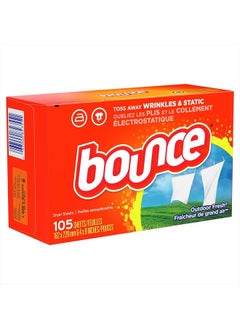 Bounce Dryer Sheets, 105 Sheets, Outdoor Fresh Scent Fabric Softener Sheets, Reduces Static, Softens and Fights Wrinkles  - Image 2