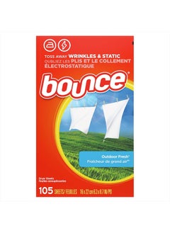 Bounce Dryer Sheets, 105 Sheets, Outdoor Fresh Scent Fabric Softener Sheets, Reduces Static, Softens and Fights Wrinkles  - Image 3