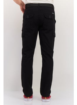 Threadbare Men Regular Fit Solid Cargo Pants, Black  - Image 2