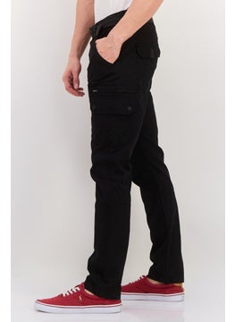 Threadbare Men Regular Fit Solid Cargo Pants, Black  - Image 4