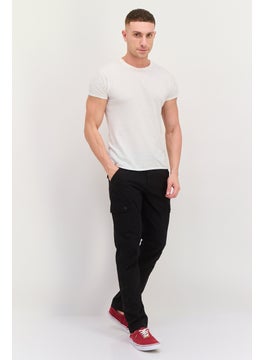 Threadbare Men Regular Fit Solid Cargo Pants, Black  - Image 3