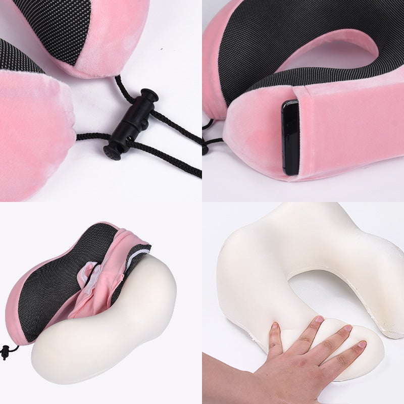 U-Shaped Memory Foam Travel Neck Pillow – Modern Crystal Velvet Headrest for Adults - Image 4