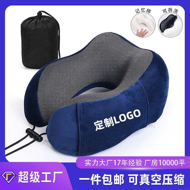 U-Shaped Memory Foam Travel Neck Pillow – Modern Crystal Velvet Headrest for Adults - Image 2