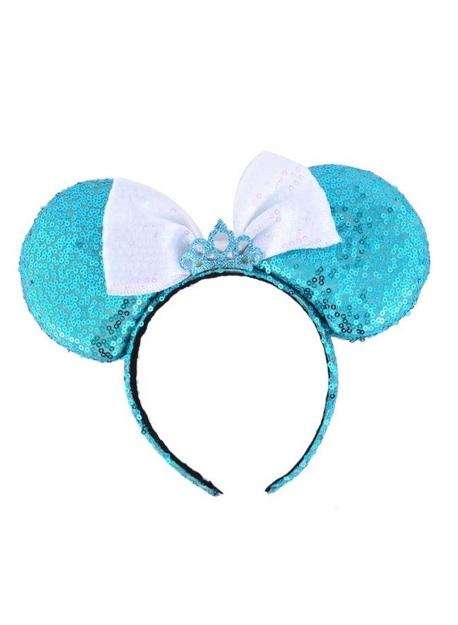 لوف فيري عصابة رأس Lovefairy مزينة بفيونكة من الترتر الملون على شكل آذان فأر لطيفة لحفلات السفر والمهرجانات (أزرق)