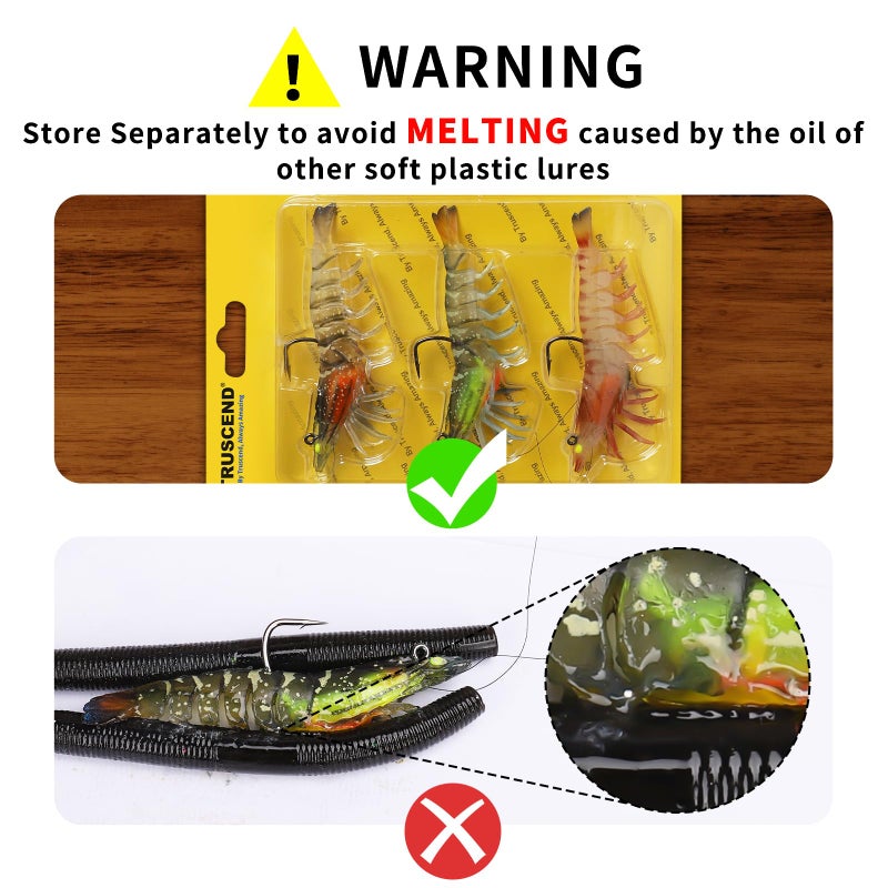 TRUSCEND Pre-Rigged Fishing Jigs, 1:50 Super Durable TPE Bass Fishing Lures, Well-Made Lifelike Soft Shrimp Swimbait, Weedless MarshSwamp Fishing Lure for Trout Crappie Walleye, Keep Separately! - Image 2