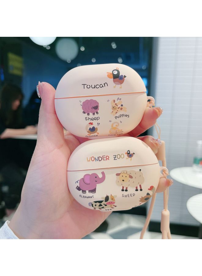 Loquat 2 Soft Case Tpu For HuaweiCartoon Pro Matte Wireless Seebudsre3 For F45i Bluetooth Headset Protective Cover-Color:White Mickey Mouse With Carabiner-Model:Suitable For Freebuds Pro3/pro4neutral  - Image 3