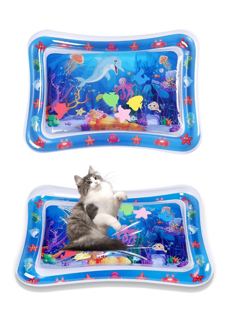 Rwnq Cat Toys – Thick New Water Mat for Cats – Designed to provide a fun and interactive sensory play experience, made from scratch-resistant, safe, and comfortable materials for your cat. Helps stimulate movement and playful activity, offering a cool and relaxing surface to enhance comfort during hot days. Perfect for solo or group play, encouraging cats to explore and interact, and an excellent tool to reduce stress and excess energy – interactive cat toys – water play mat – scratch-resistant mat – pet toys – sensory mat for cats – entertaining toys for cats - Image 1