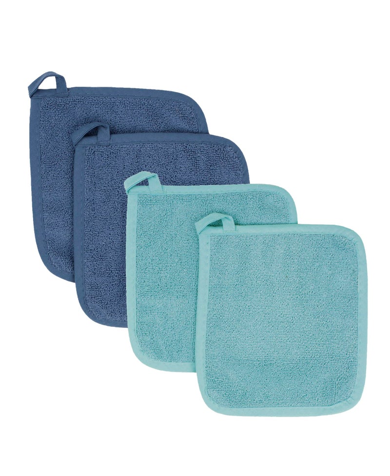 RITZ Terry Potholder & Hot Pad: Unparalleled Heat Resistant, Durable 100% Cotton – Ergonomically Designed for Optimal Grip – Easy-Care Machine Washable – 4-Pack, Dew/Federal - Image 1
